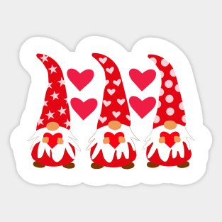 Valentine  red Gnomes Holding Hearts Valentine's Day Gnome Sticker